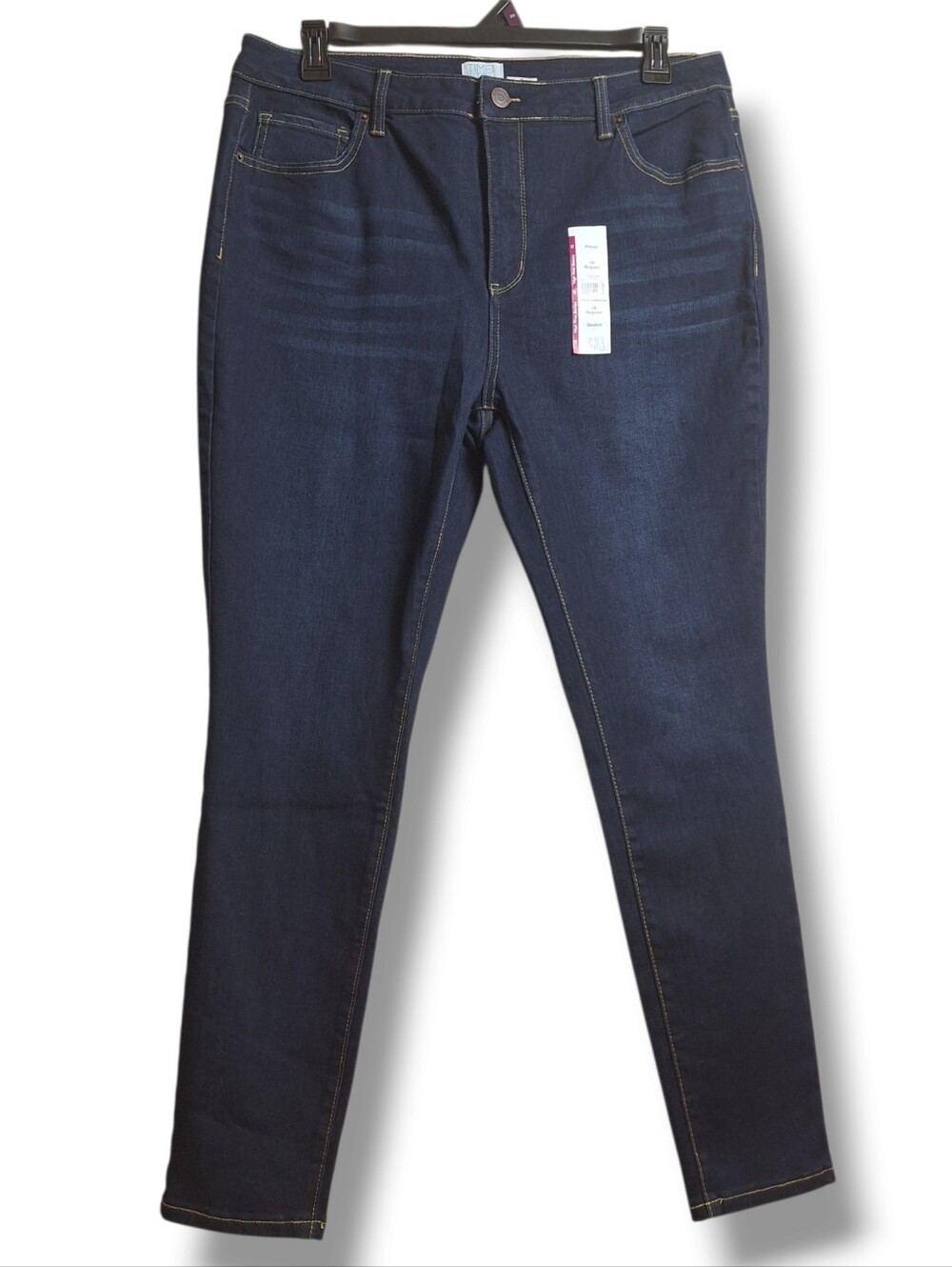 Time and Tru Jeans Womens Size 18 High Rise Skinny Stretch Dark Wash Blue